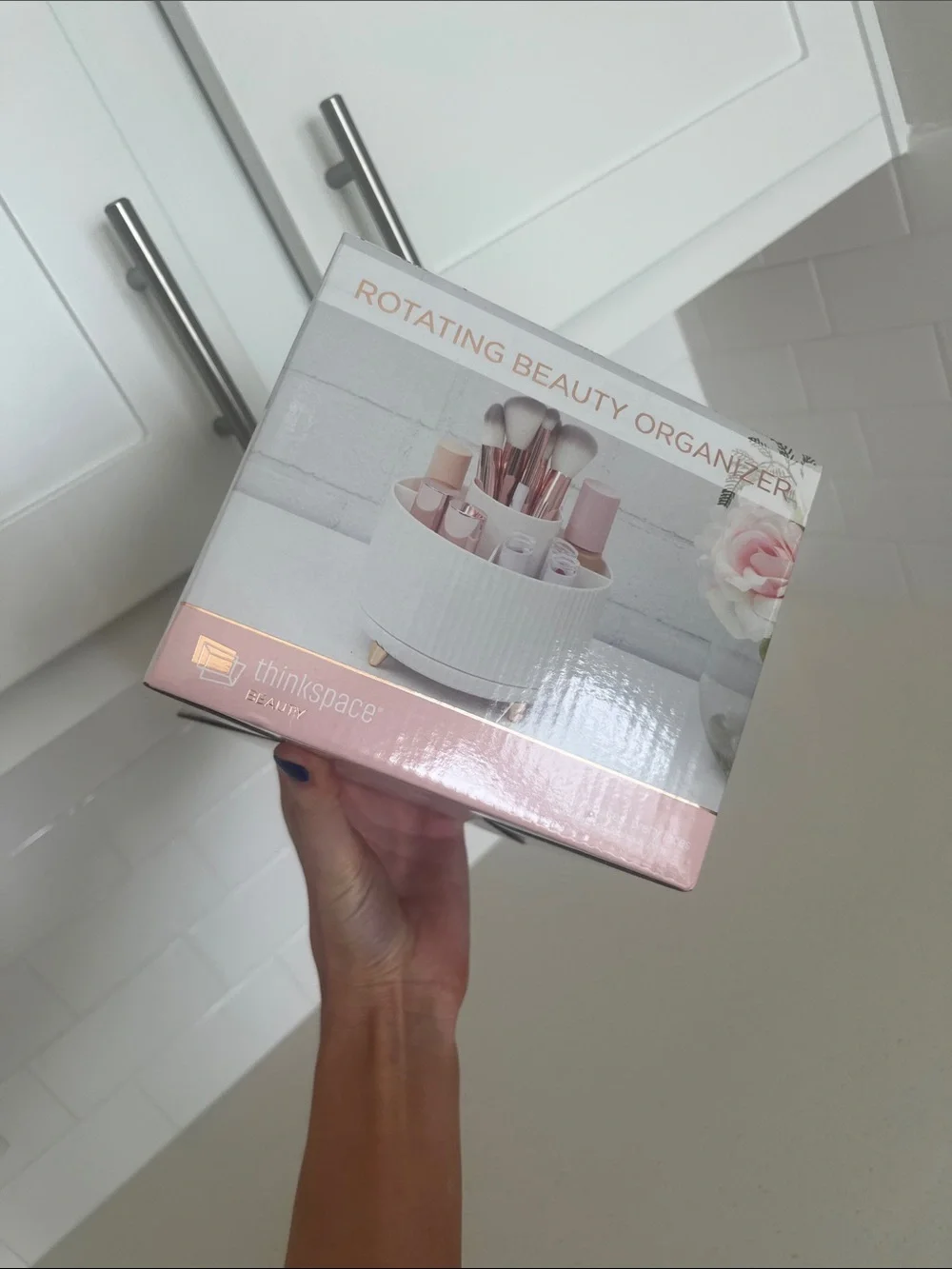 Beauty Rotating Beauty Organizer - White and Rose Gold